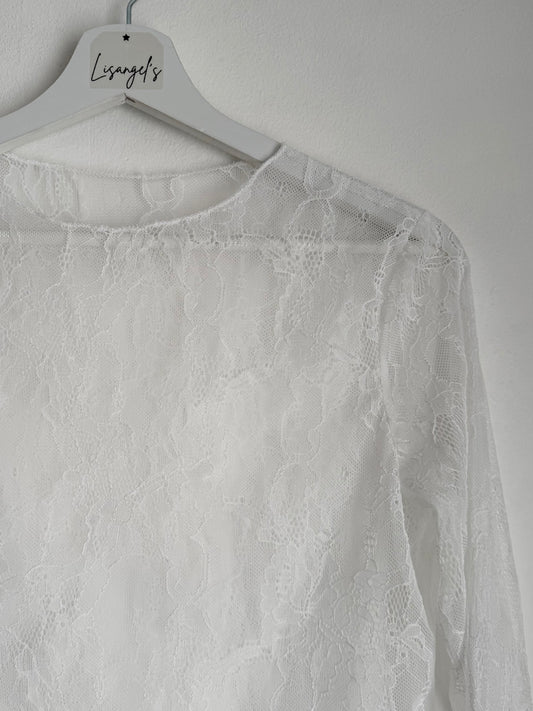 Haut transparent dentelle Blanc