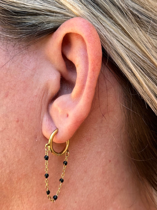 Boucles d'oreilles Théa noire/doré