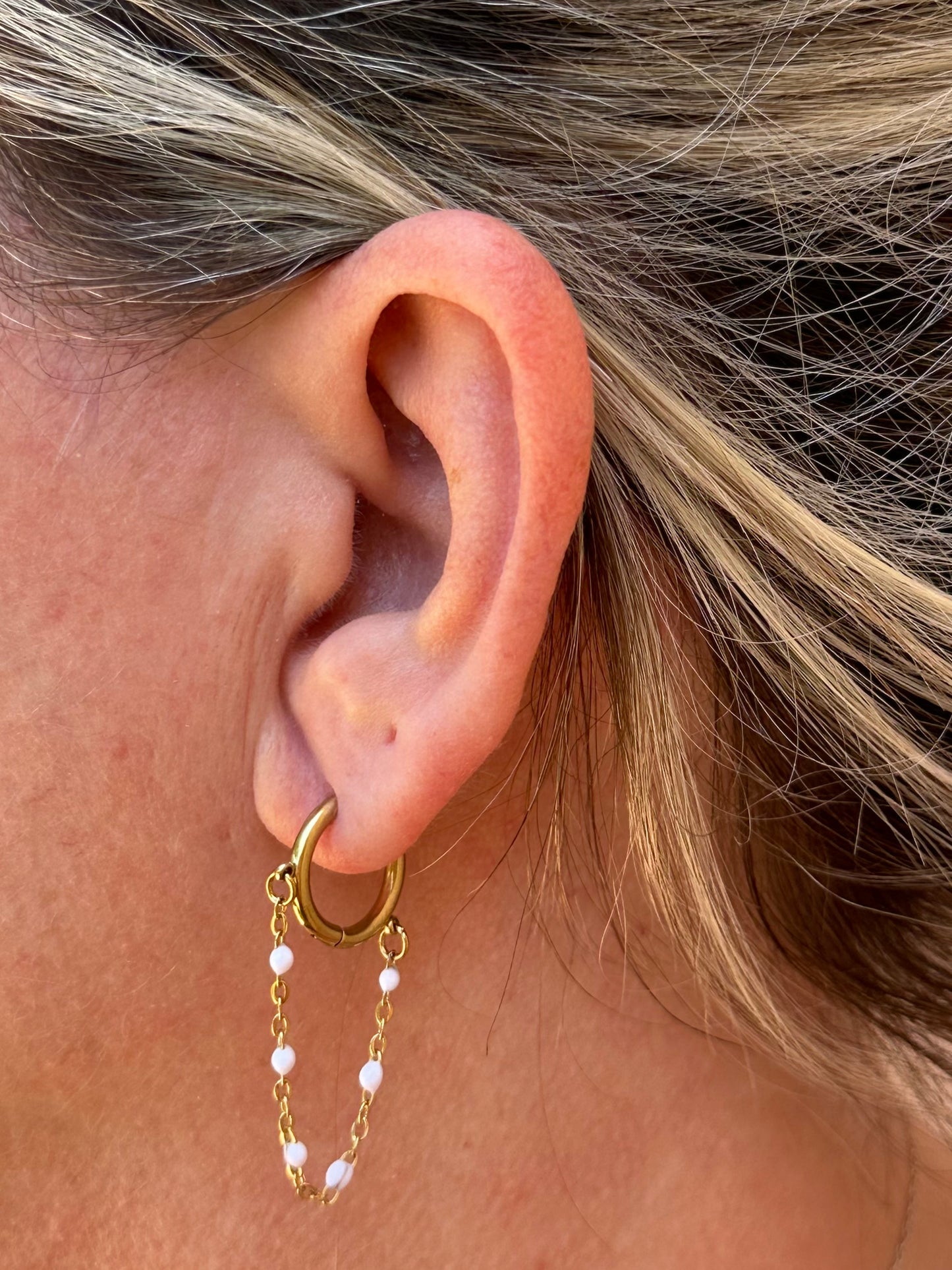 Boucles d'oreilles Théa blanc/doré