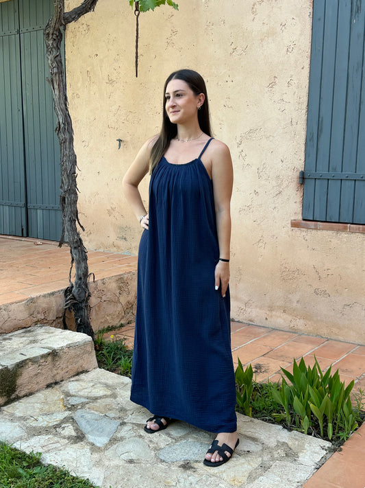 Robe Bleue marine gaze de coton ‼️1 restante‼️