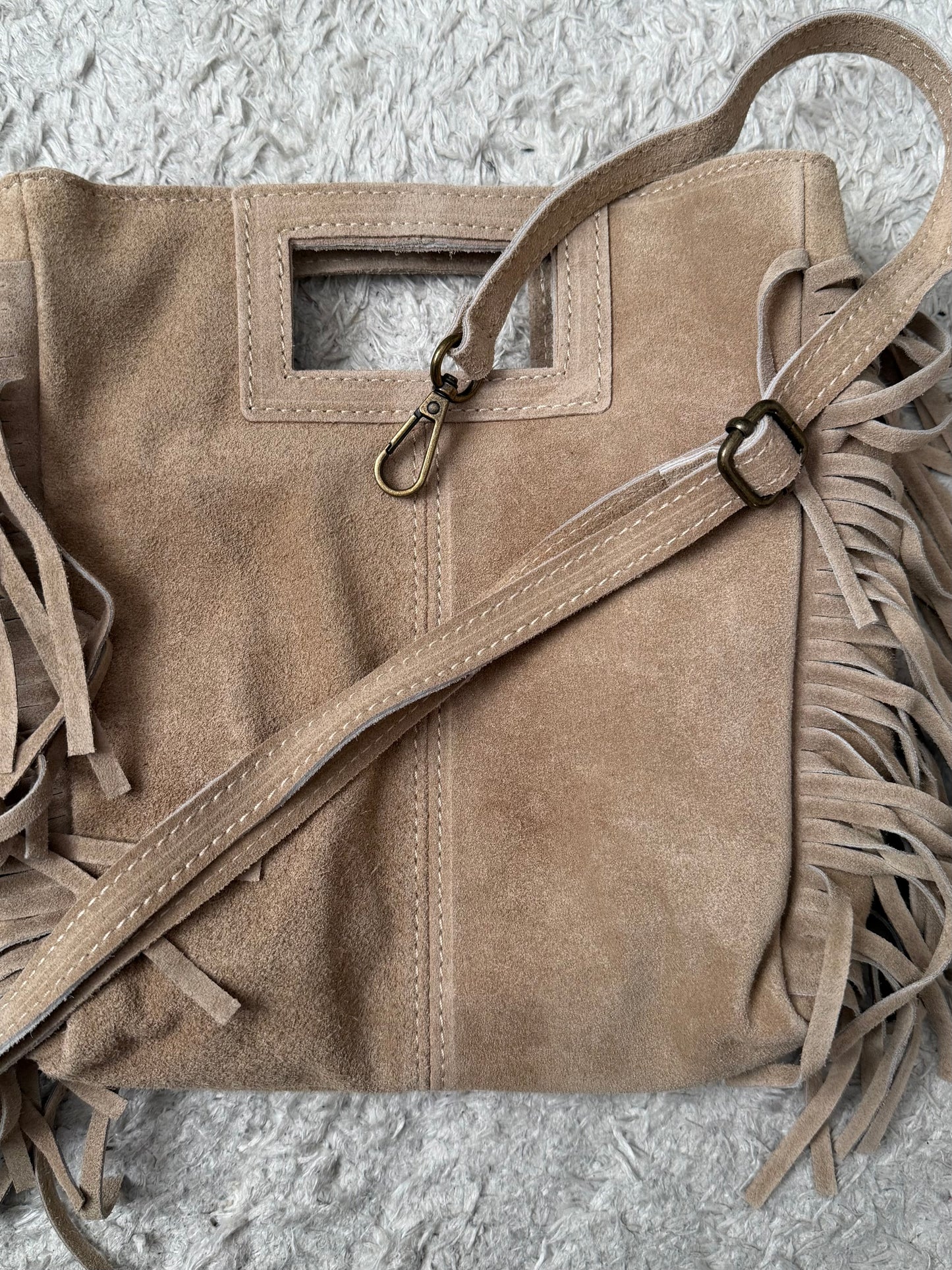 Sac Cuir Daim Beige foncé