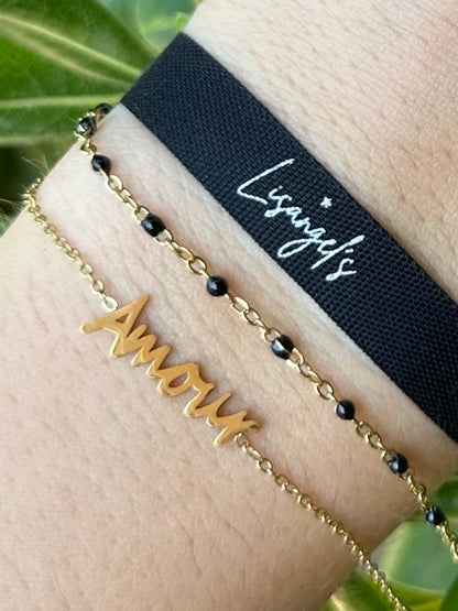 Bracelet Amour doré/noir