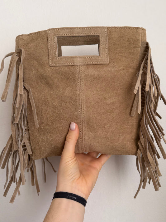 Sac Cuir Daim Beige foncé