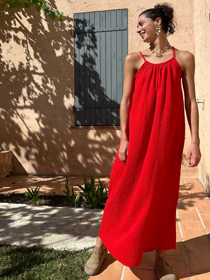 Robe Rouge gaze de coton
