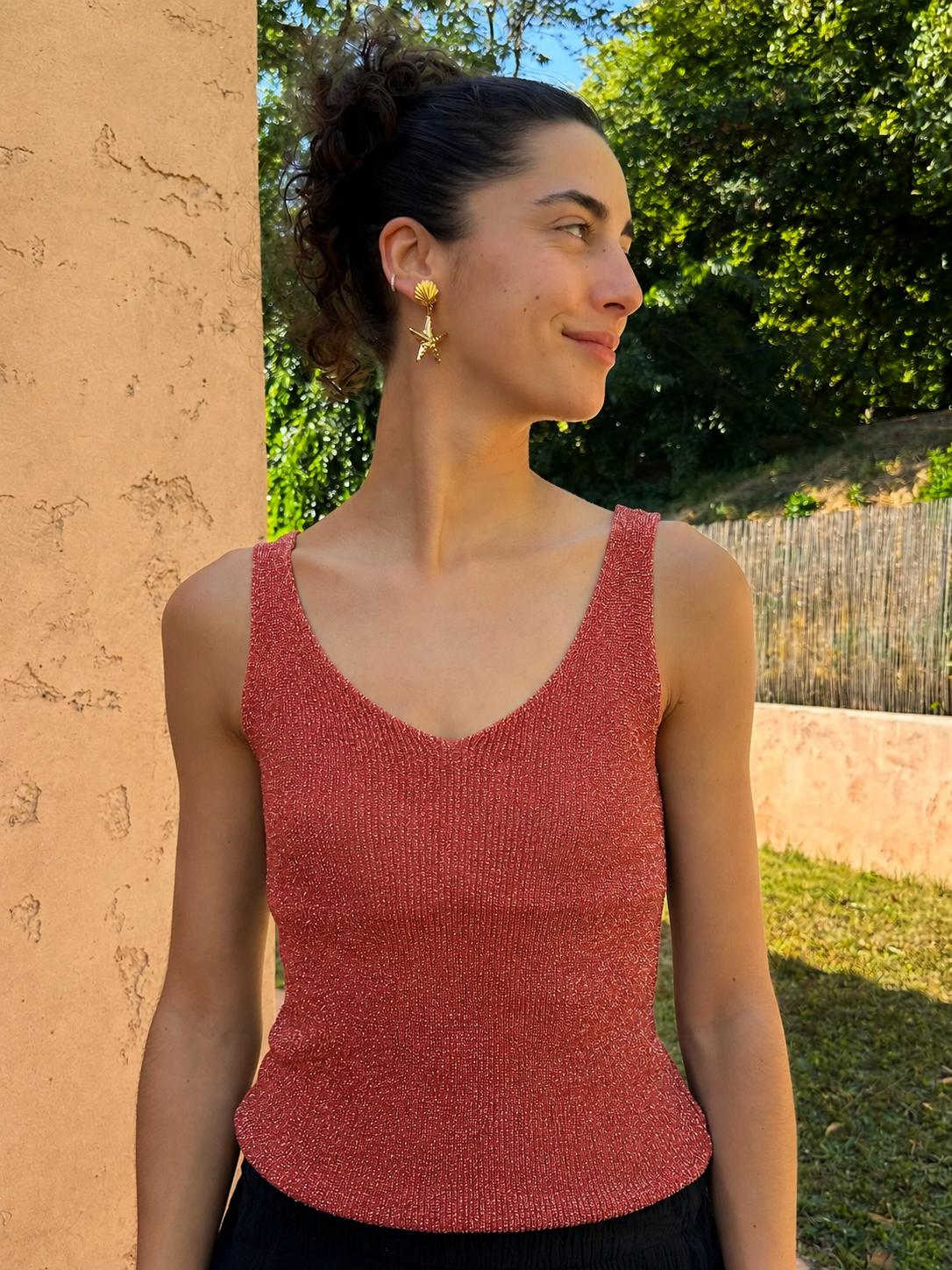 Haut Brillant Orange clair (bretelle épaisse)