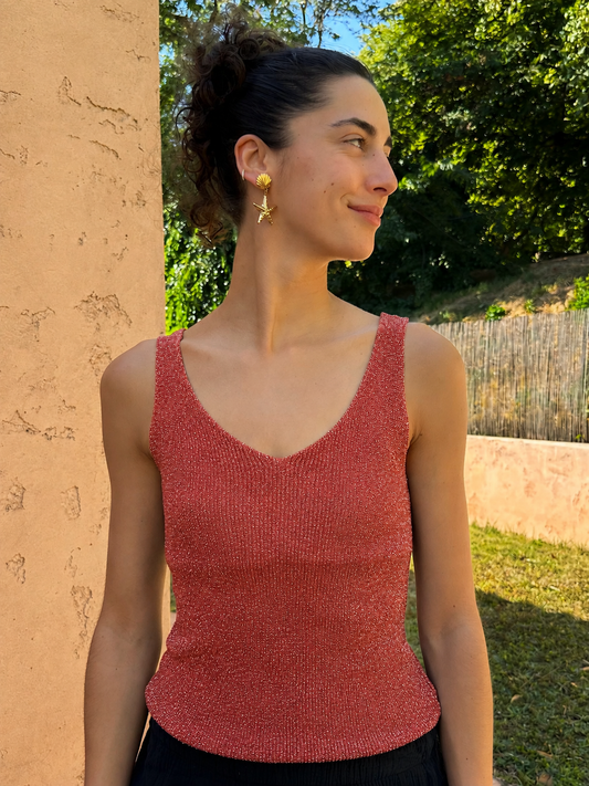Haut Brillant Orange clair (bretelle épaisse)