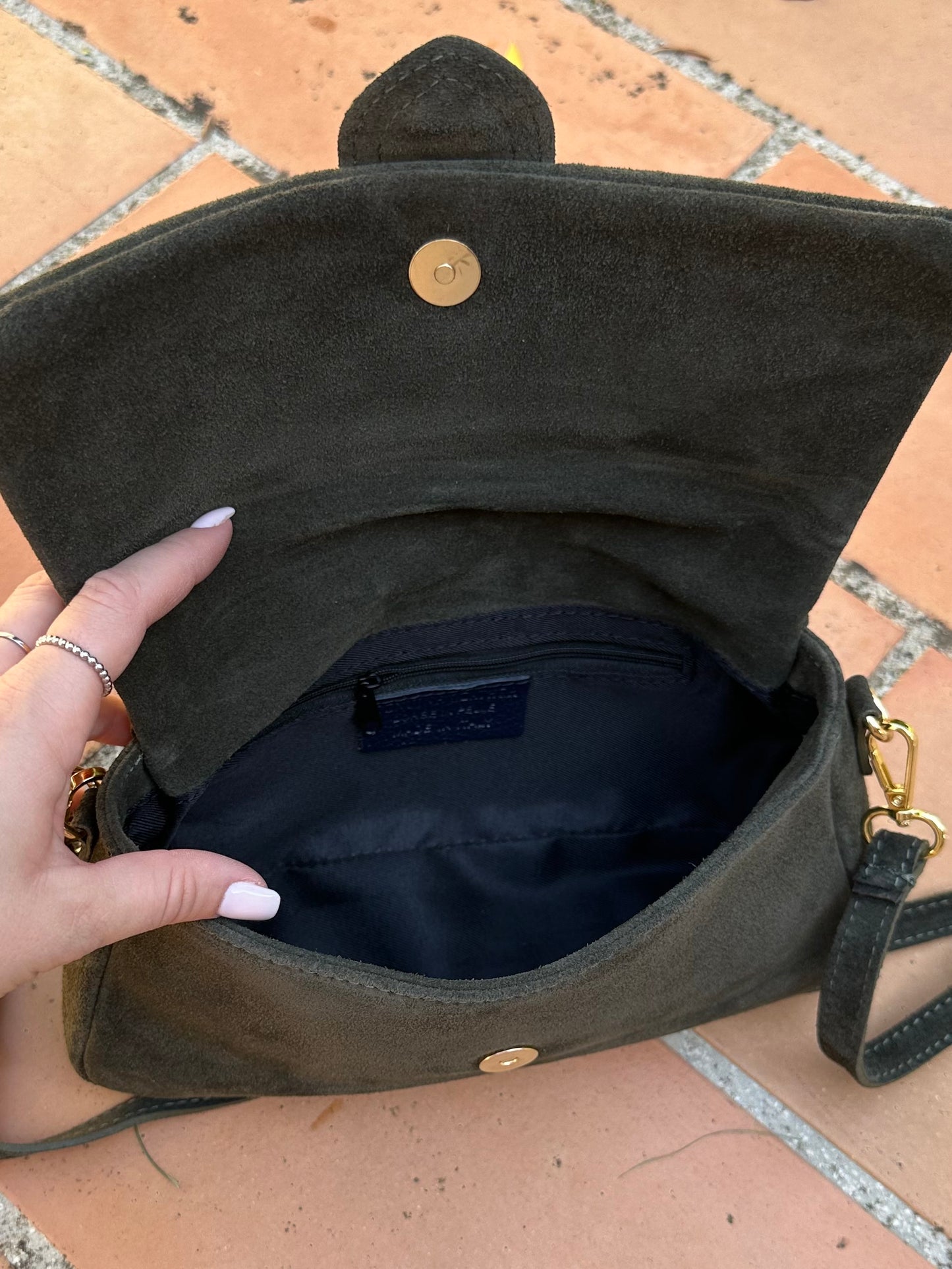 Sac cuir daim Kaki