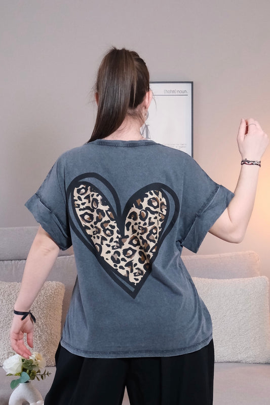 Tee shirt Coeur Léopard