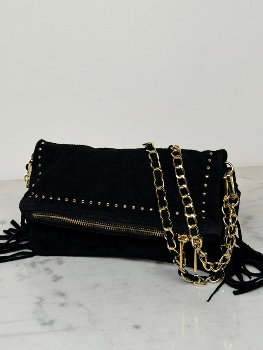 Sac cuir daim Noir frange ‼️1 restant‼️