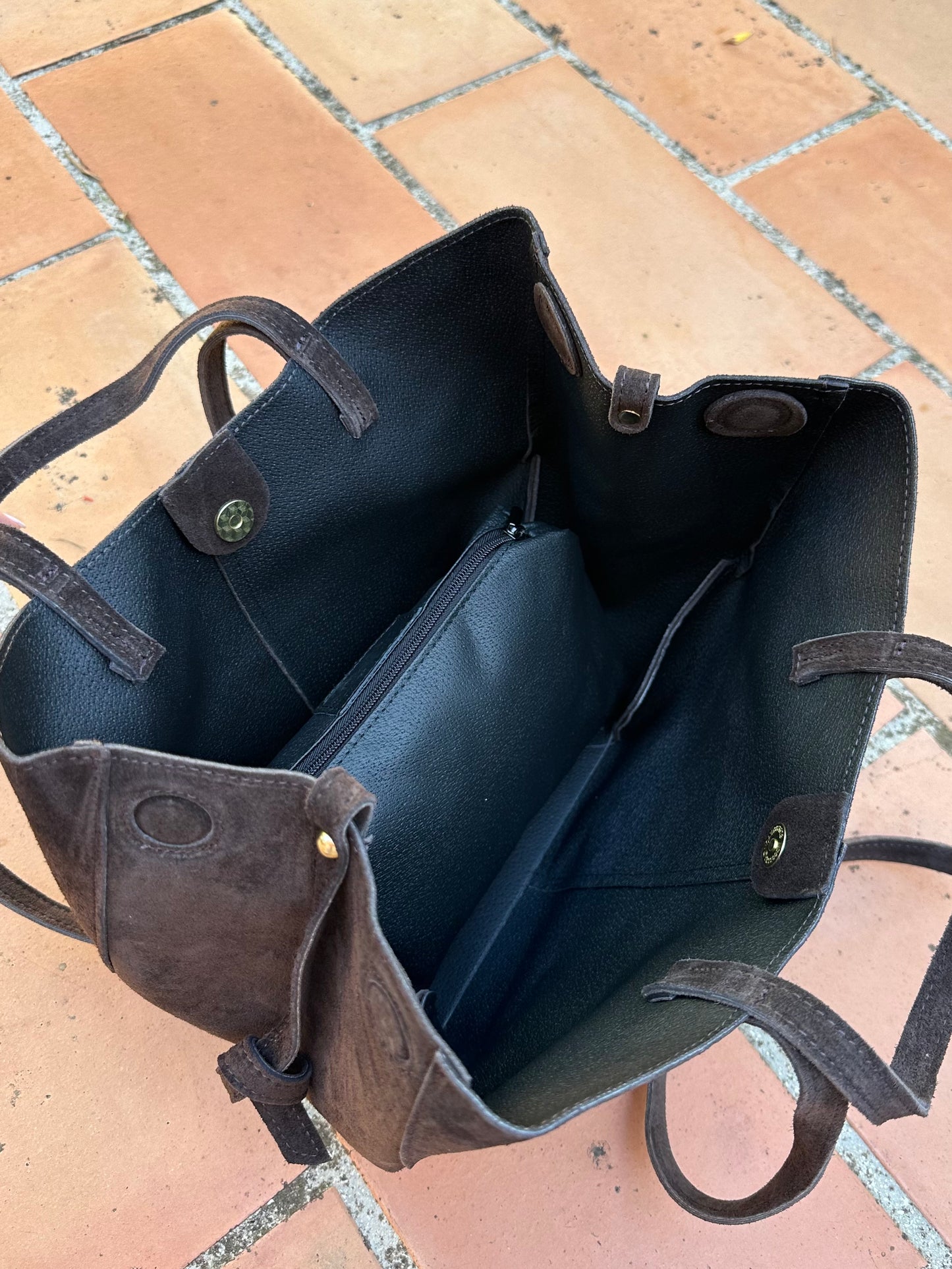 Sac daim cuir Chocolat