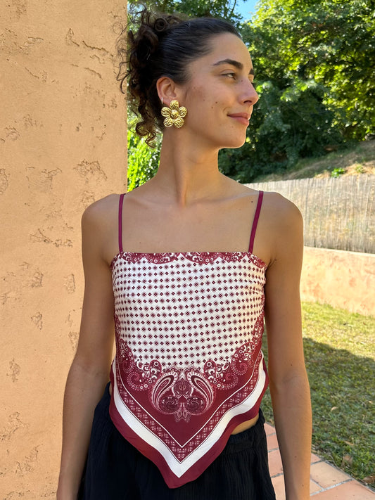 Top soie Bordeaux