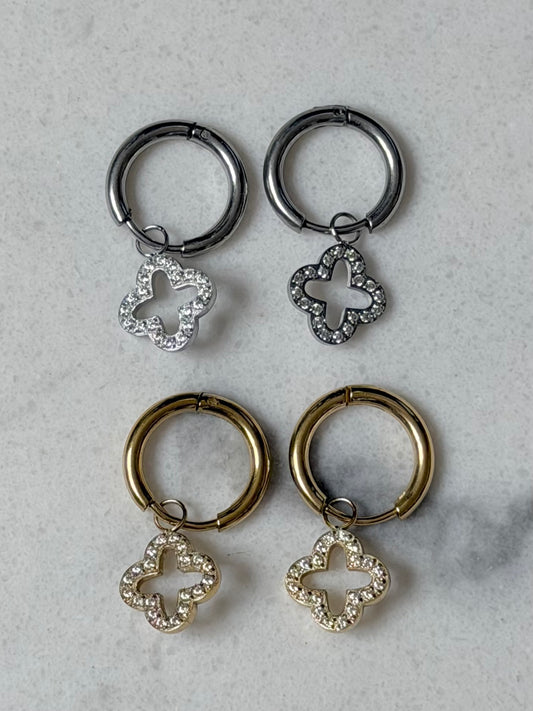 Boucles d'oreilles Trèfle brillant