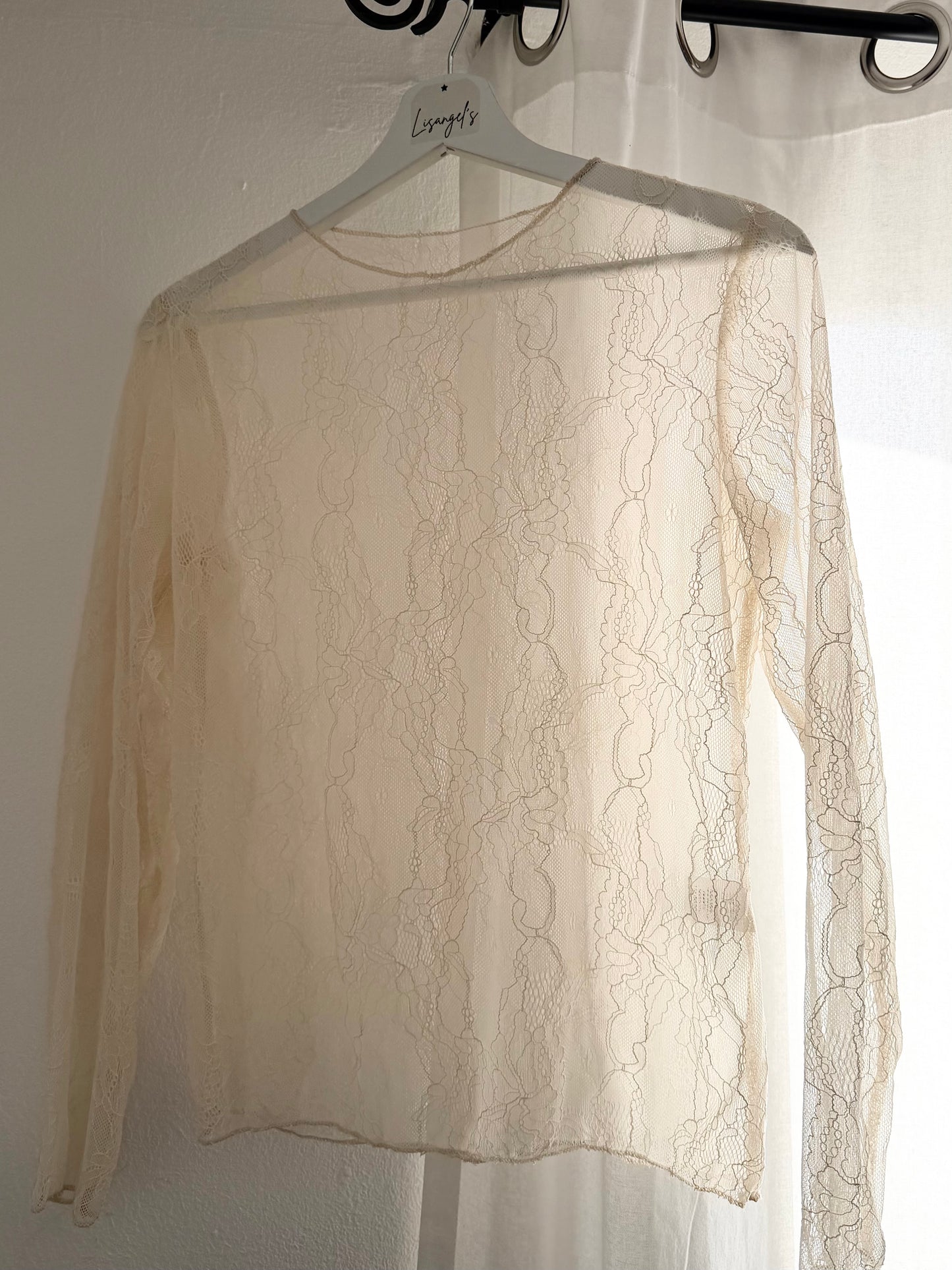 Haut transparent dentelle Écru