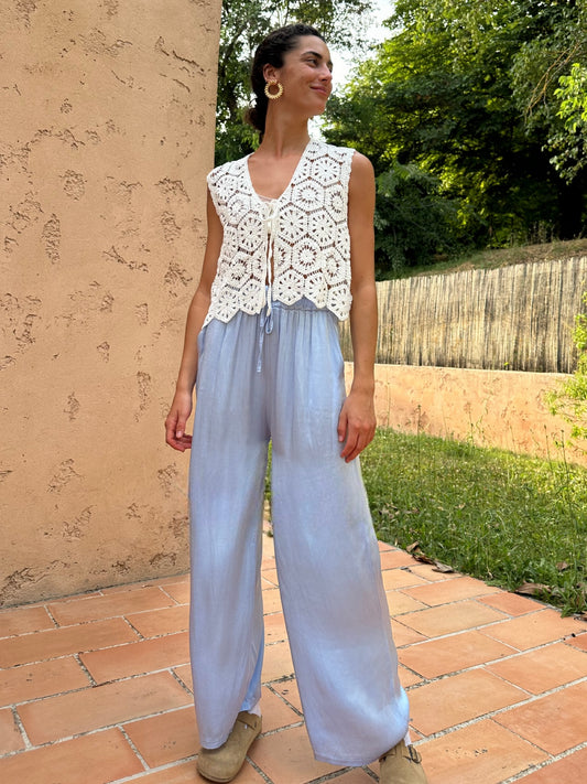 Pantalon Fluide Bleu pastel