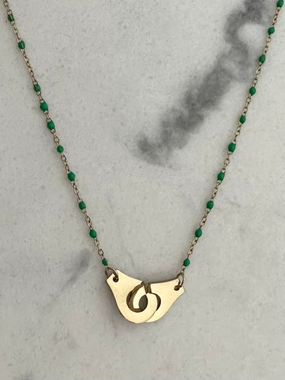 Collier Menottes Vert et doré