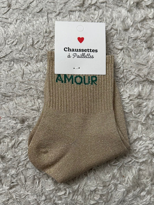 Chaussette « Amour » Doré Brillante