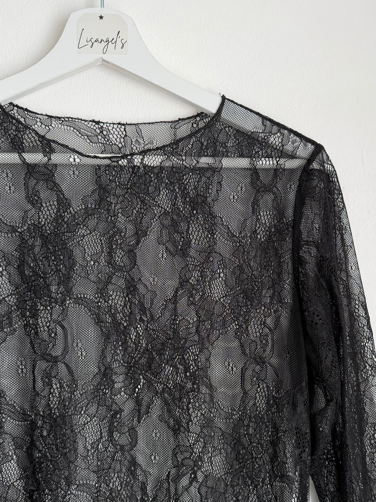 Haut transparent dentelle Noir