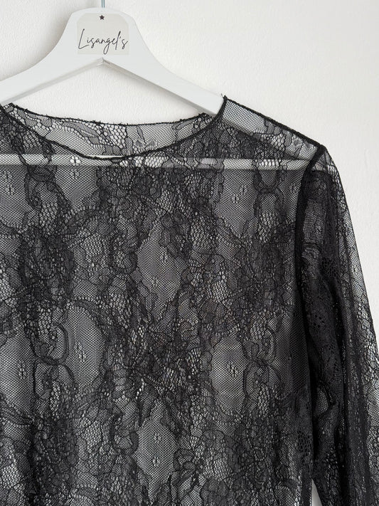 Haut transparent dentelle Noir