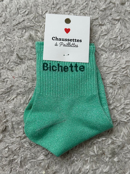 Chaussette « Bichette » Verte Brillante