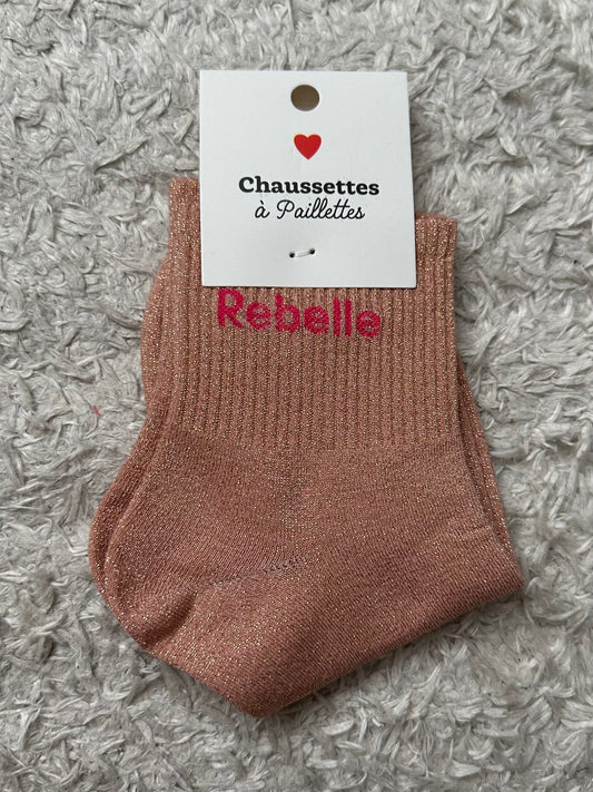 Chaussette « Rebelle » Rose gold Brillante