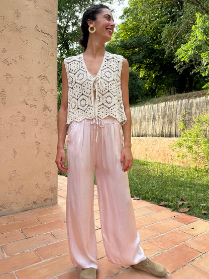 Pantalon Fluide Rose pastel