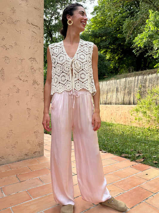 Pantalon Fluide Rose pastel
