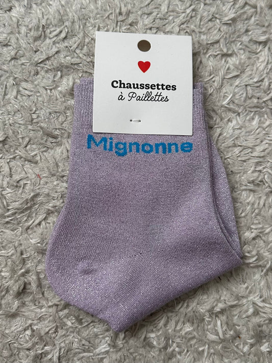 Chaussette « Mignonne » Violette Brillante