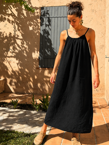 Robe Noire gaze de coton